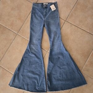 Free People High-Waist Just Float On Blue Flared Womens Jeans NWT 25